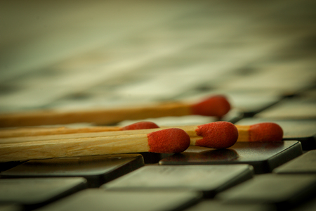 Keyboard,Matchstick, Many matches were placed on the keyboard Computer.の写真素材