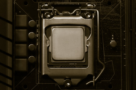 CPU,socket,Macro CPU socket.CPU socket The main components of a computer.の写真素材