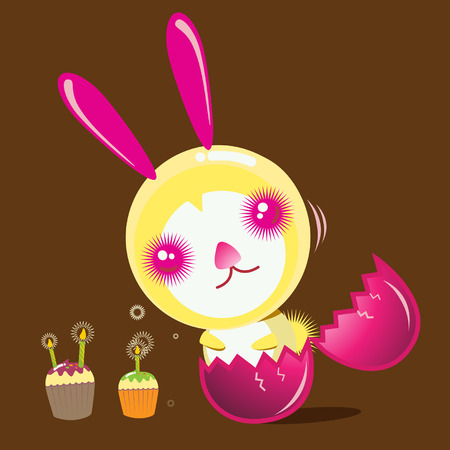 Happy Easter day with a cute Bunny in vectorのイラスト素材
