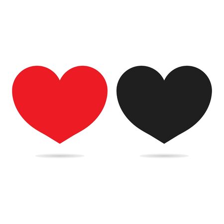 Red and black heart icons isolated on white background. Valentines Day. Love symbol. Button for web, social nets. Banner of likes. Concept romantic and care. Symbols for marriage decoration. Vector.のイラスト素材