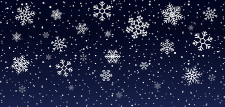 Christmas snowflakes on blue background. Snowfall on winter. White snow stars for xmas holidays....