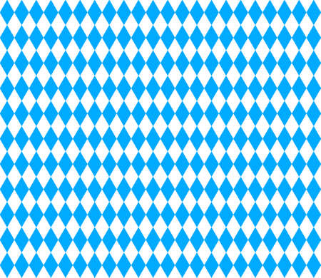 Oktoberfest bavarian pattern. Flag of bavaria. Background for german octoberfest in munich. Texture with white and blue rhombus. Seamless banner for fabric of bayern. Wallpaper and textile. Vector.のイラスト素材