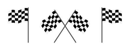 Flag of race. Checkered flag for start and finish. Black-white icon of rally for car. Checker background for auto, speed, sport and winner. Illustration for competition of champion on road.のイラスト素材