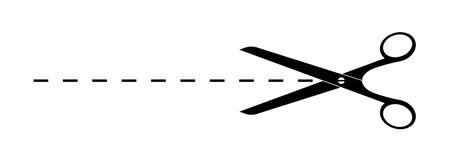 Scissor icon with line of cut. Mark of scissors cut paper coupon. Symbol of sewing, tailor and...
