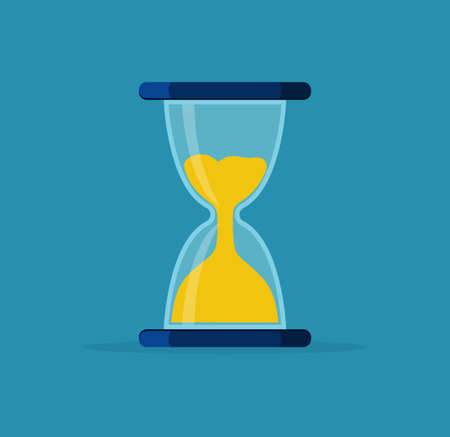 Hourglass. Sand clock in glass. Sandglass for time, timer and watch. Icon of hour. Sandclock for...