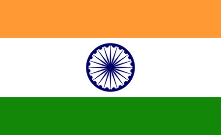 India flag. Indian national icon. Illustration of chakra. Blue wheel of India. Official emblem isolated. Symbol of ashoka. Accurate flag and button for map, delhi and independence. Vector.のイラスト素材