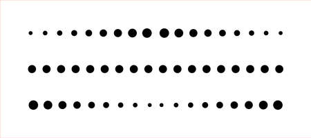 Straight line dots. Footer of dot lines. Horizontal black line dots pattern. Graphic dotted icon isolated on white background. Geometric point illustration. Vector.のイラスト素材