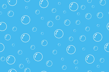 Bubble pattern background. Water and soap bubble seamless pattern. White blue texture. Illustration...