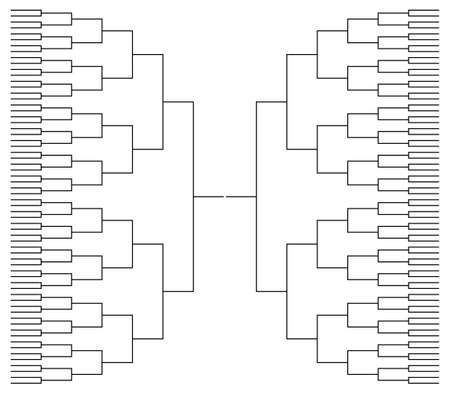 Bracket tournament. Basketball or football team in bracket tournament. Blank template for sport. 32 teams in tourney. Championship with playoff, final. Mockup of games. Vector.のイラスト素材