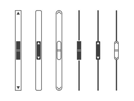 Scroll bar. Set of scroll bars isolated on white background. Scrollbar slider for web. Progress down and up. UI button. Icons for interface in website. Design of ui. Vector.のイラスト素材