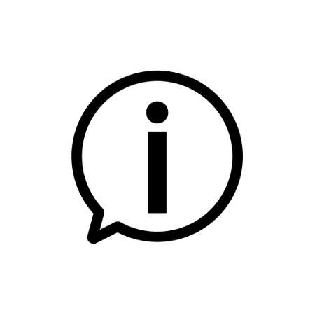 Info icon. Info symbol. Information pictogram. Button for inform, info, help and tourist. Graphic outline sign isolated on white background. Vector.のイラスト素材