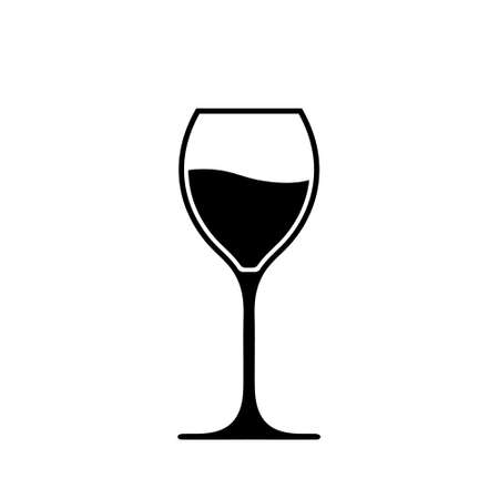 Glass icon. Wine glass. Wineglass isolated on white background. Wine glass silhouette. Cup for alcohol drink, champagne, cocktail and liquor. Symbol of restaurant. Vector.のイラスト素材