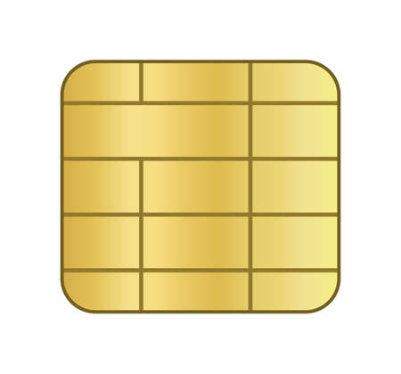 Esim. Esim card for mobile connection. Icon of sim card with chip. 5g chip embedded. Icon for smartphone and wireless. Microchip technology for communication. Vector.のイラスト素材