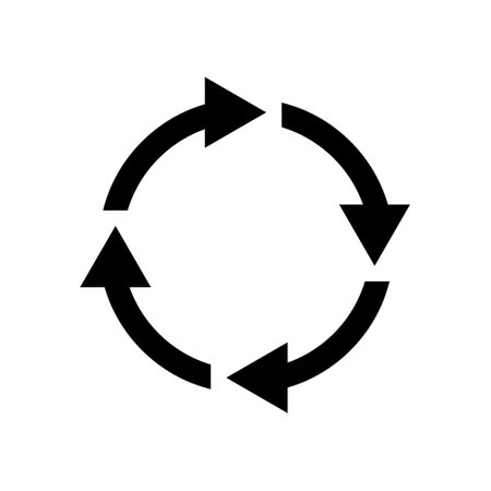 Circle arrow. Round arrow icon. Circular loop for reset, spin, repeat and reload. Icon for rewind,...