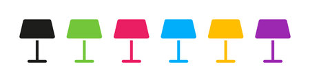 Table lamp icon. Design icons for desk, interior, office and home. Symbol of electric light. Concept of electricity. Set of isolated icons on white background. Vector.のイラスト素材