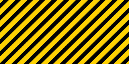 Yellow-black stripes safety background. Danger, caution and hazard pattern. Sign for warning and attention. Backdrop with diagonal stripes for road. Vector.のイラスト素材