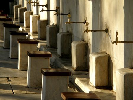 Washing before prayingの写真素材