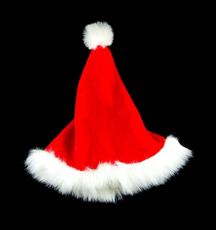 Christmas hat on black isolateの写真素材
