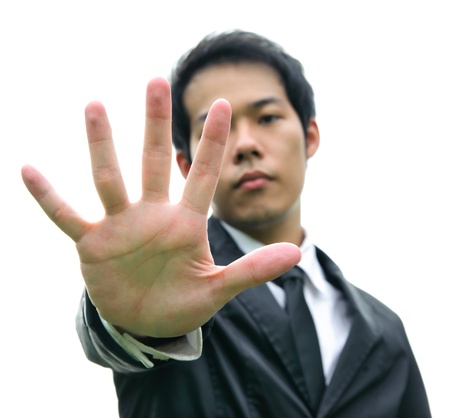 Business man concept stop hand isolate
