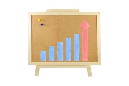 Corkboard arrow graph business concept white isolateの写真素材