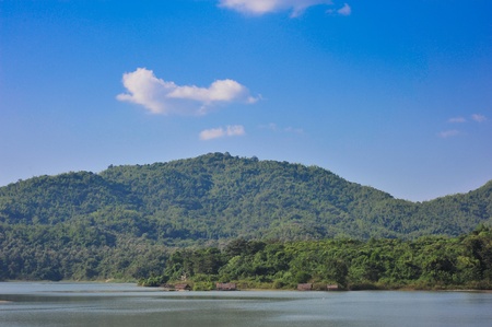 Dam save landscape Raft water mountain treeの写真素材