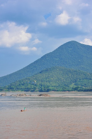 landscape  river water stone mountain tree nature blue skyの写真素材
