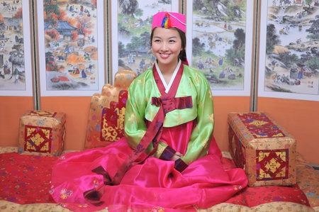 Woman asian girl hanbok dress koreaの写真素材