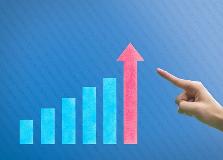 Business hand point graph