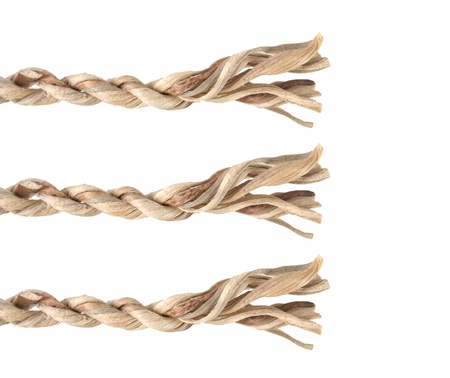 Ropes on white  isolated  backgroundの写真素材