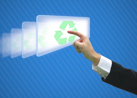 Business pointing screen logo recycle green ecoの写真素材