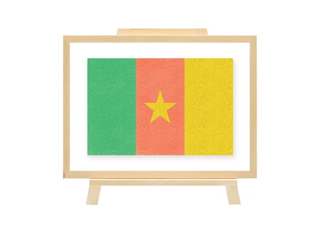 Football nations flag cameroon cork board on white isolate の写真素材