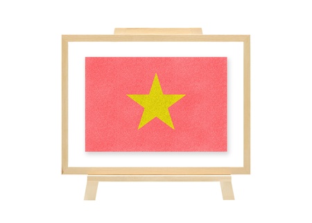 Football nations flag vietnam cork board on white isolate の写真素材