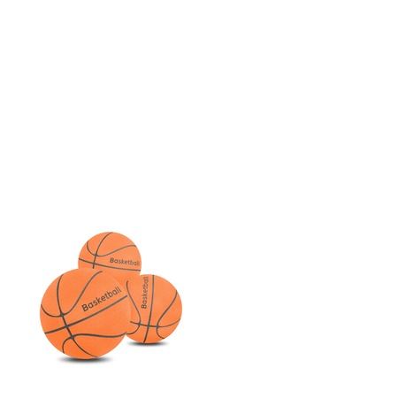 Basketball ball craft by cork board on white isolateの写真素材