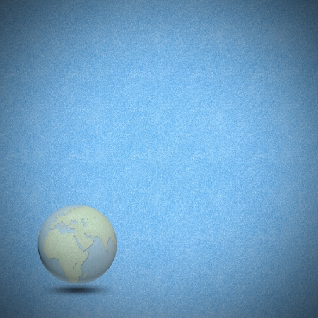 Blue background and globes by cork boardの写真素材