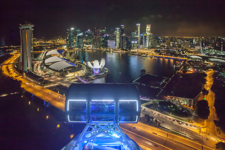 Singapore, Singapore - May 10, 2014: Singapore flyer top of view located in Marina Bay. Singapore.のeditorial素材
