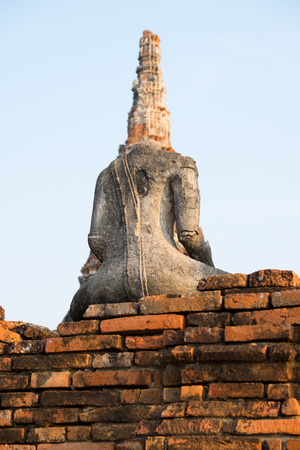 Ancient Buddha of chai watthanaram temple in ayutthaya, Thailandの写真素材