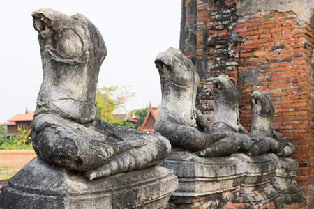 Ancient Buddha of chai watthanaram temple in ayutthaya, Thailandの写真素材