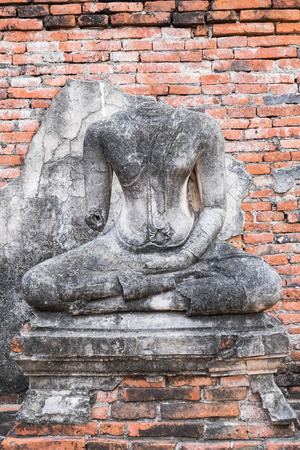 Ancient Buddha of chai watthanaram temple in ayutthaya, Thailandの写真素材
