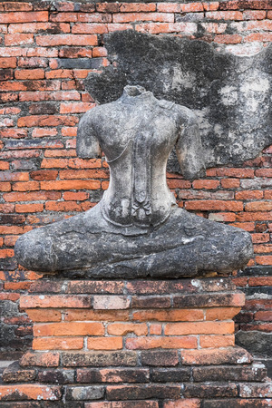 Ancient Buddha of chai watthanaram temple in ayutthaya, Thailandの写真素材