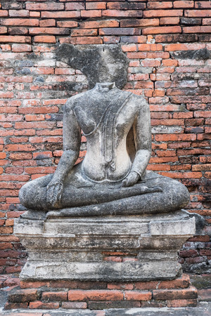 Ancient Buddha of chai watthanaram temple in ayutthaya, Thailandの写真素材