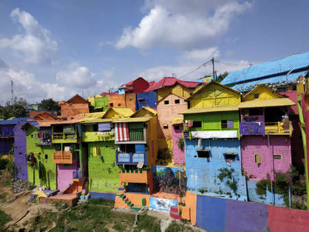 Malang / Indonesia - November 21 2019: visiting one of the unique villages in the city of Malang,...