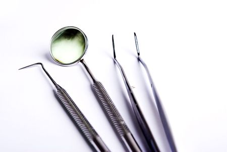 dental tools in one rowの写真素材