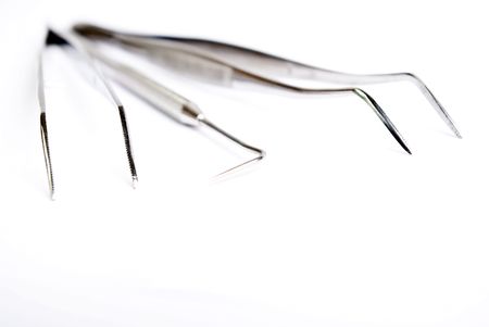 some dental tools in one rowの写真素材