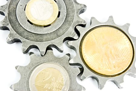 money with some gearsの写真素材