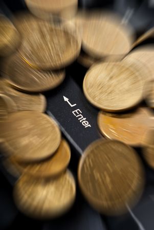 coins on enter button keyboard