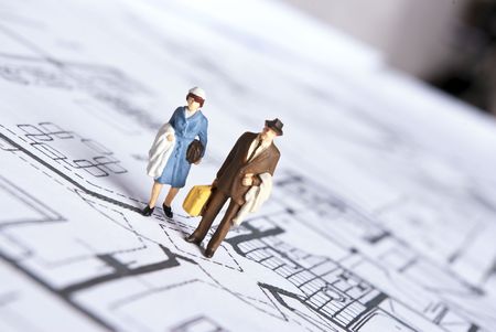 miniature people on plansの写真素材