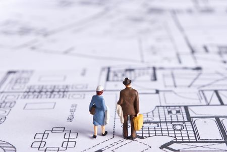 miniature people on plansの写真素材