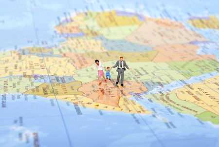 miniature family on travelの写真素材