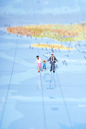 miniature family on travel
