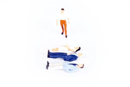 miniature people on white backgroundの写真素材